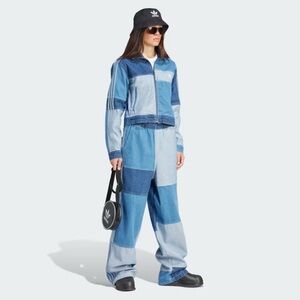 ✨Host pick✨Adidas Blue Patchwork Wide-Leg Jeans size small